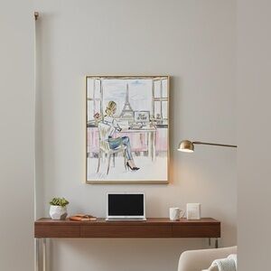 NEW Colleen Karis Liesl 16”x20” Painted Canvas Wall Art-Paris-Floral City Chic